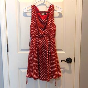 Polka Dot Midi Dress - Red